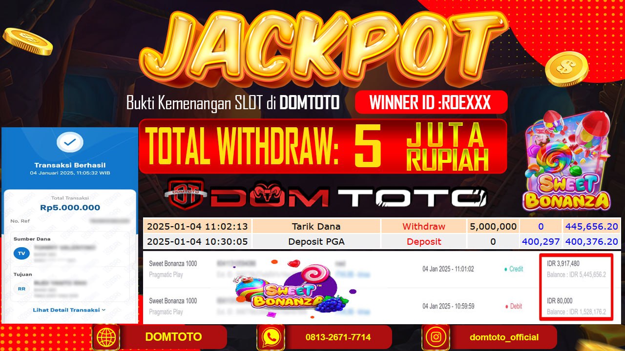 JACKPOT SLOT SWEET BONANZA 04 JANUARI 2024